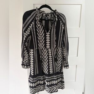 Anthropologie  Maeve Black and White Patterned Dress